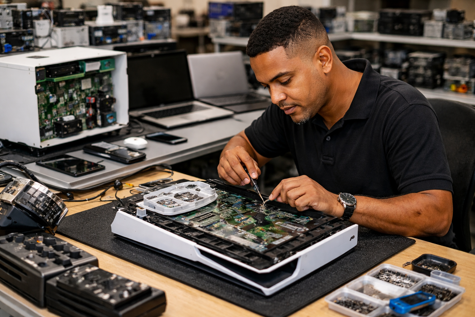 Royalty-free AI image showing the electronics repaired here